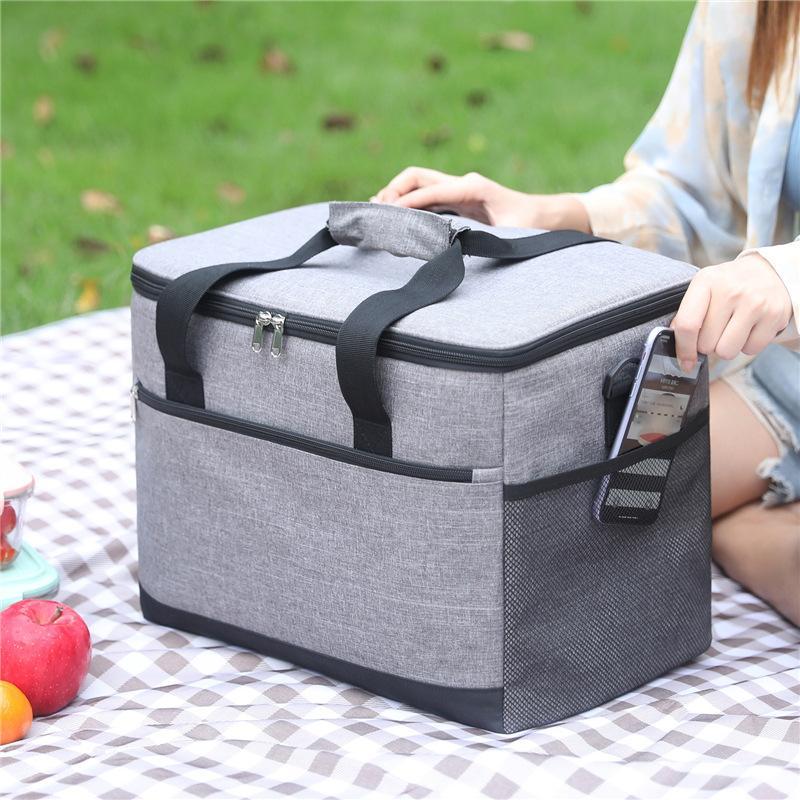 Portable Insulated Bag, 1 Count Large Capacity Lunch Bag, Waterproof Lunch Bag with Handle, Insulated Bag for Outdoor Camping Picnic