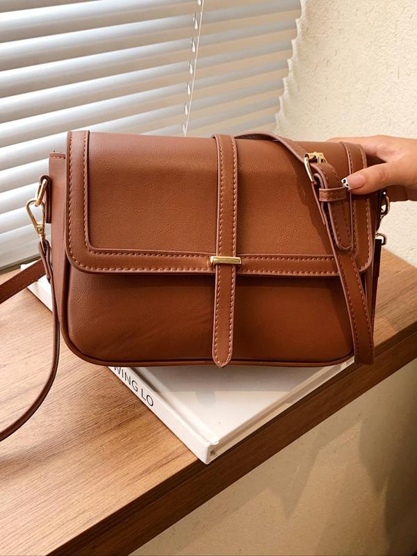 Women's Elegant Solid Color Crossbody Bag, PU Shoulder Bag for Daily Used, Casual Trendy Versatile High-quality Daily Commuting Bag, Girl Fashion Shopping Bag