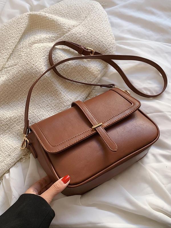 Women's Elegant Solid Color Crossbody Bag, PU Shoulder Bag for Daily Used, Casual Trendy Versatile High-quality Daily Commuting Bag, Girl Fashion Shopping Bag