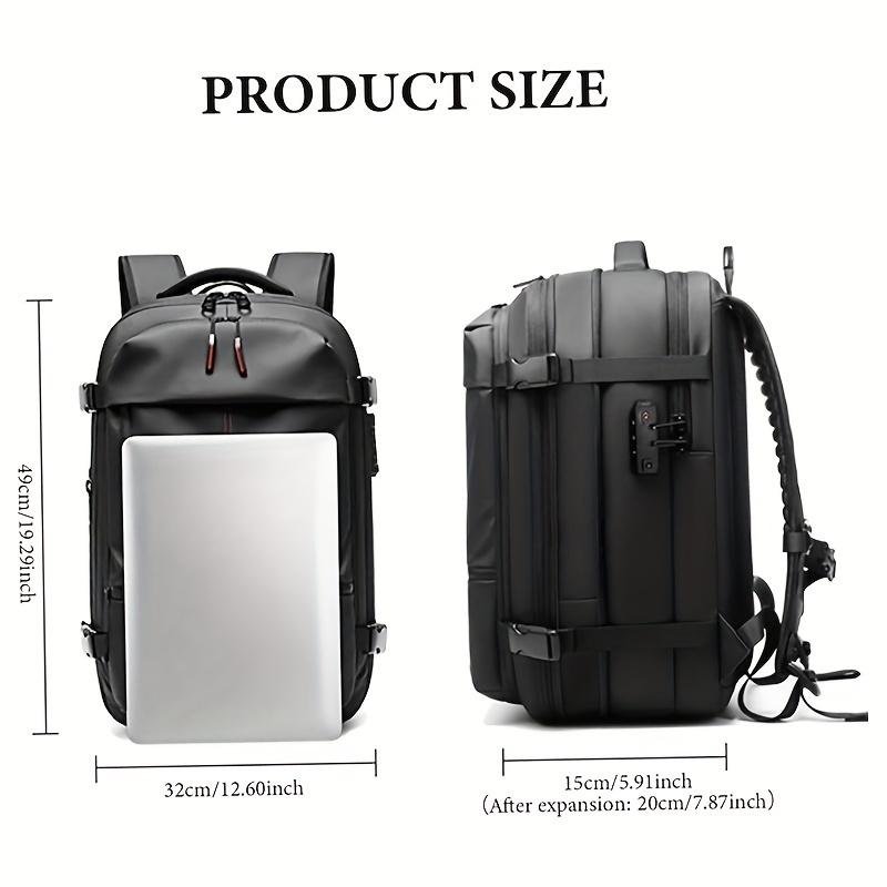 Vacuum Backpack Travel 60 Liter Expandable Multi-pocket Waterproof Carry-on Backpack With Lock Padding Breathable Zipper Closure Business Travel Backpack, Men's Travel Backpack Casual Backpack