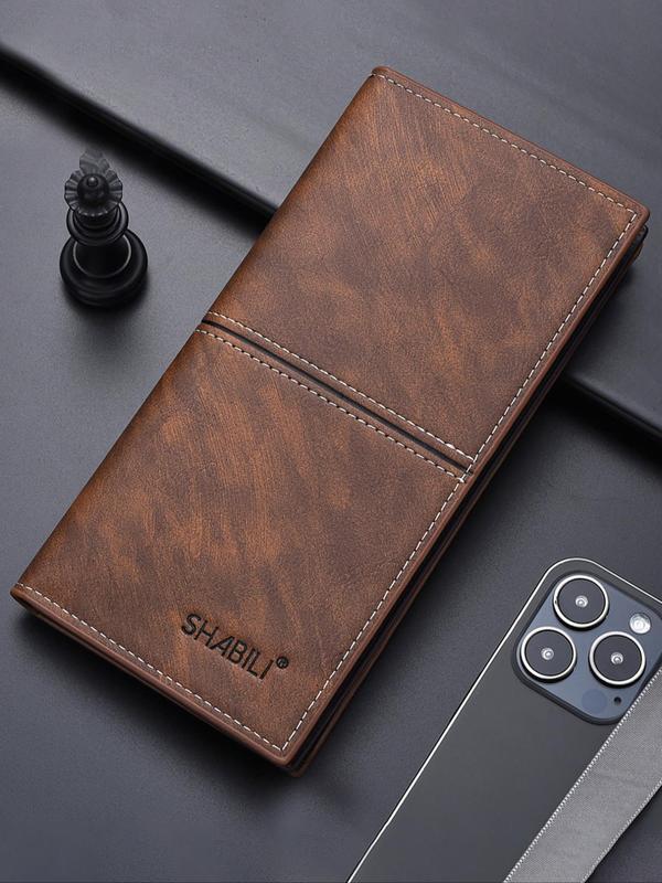 Men's Business Fashion Letter Embossed PU Leather Wallet, Slim Large Capacity Card Holder, Creative Multi Card Slot Wallet for Men, Fall Outfit、Fall Freshness