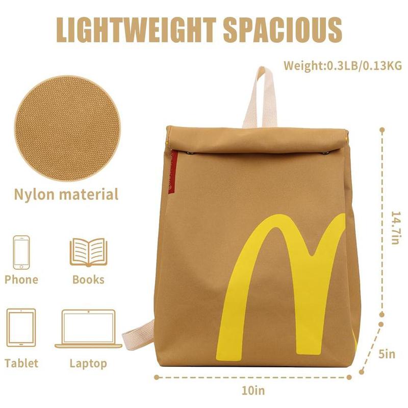 McDonald's Backpack - Large Capacity Retro Paper Bag Canvas Notebook Bag for Unisex Adults(Pink Black White)