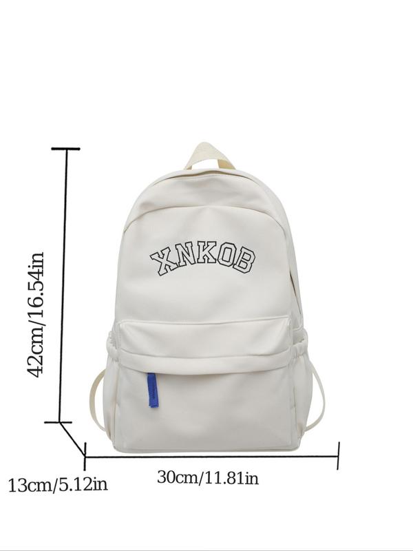 Men's Letter Print Zipper Backpack, Large Capacity Backpack, Casual Trendy Versatile High-quality Daily Commuting Bag, Students School Bag