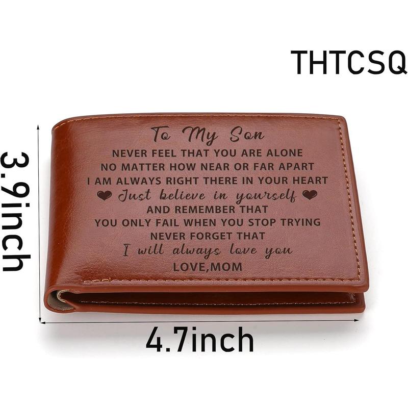 Christmas - Mom to Son Wallet-Engraved Wallet For Son-Wallet for Son FromMom & Dad-Leather Wallet-Mens Wallet-Christmas Gift-Birthday GiftGift For Son Cannot Be Customized card holder RFlD Blocking, Bifold Wallet lightweight durable classic