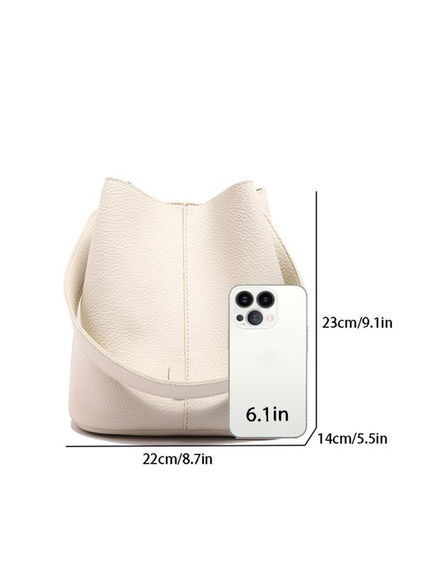 Women's Solid Color Bucket Bag, Fashionable Large Capacity Crossbody Bag for Daily Used, Casual Trendy Versatile High-quality Daily Commuting Bag