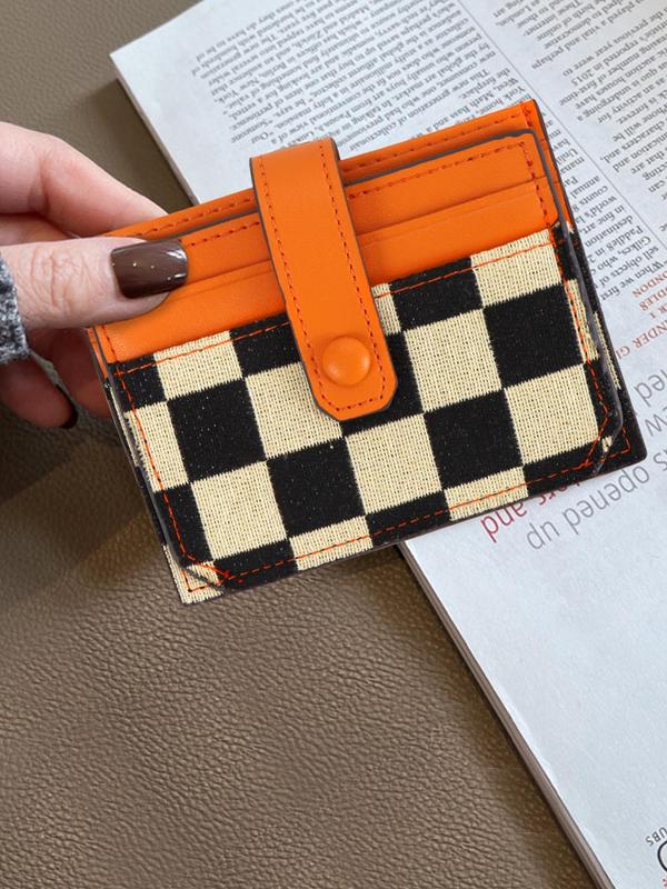 Women's Colorblock Plaid Pattern Short Wallet, Casual Pu Leather Zipper Card Holder, Trendy All-match Wallet for Daily Use, Fall Outfits, Fall Freshness, 80s Fashion