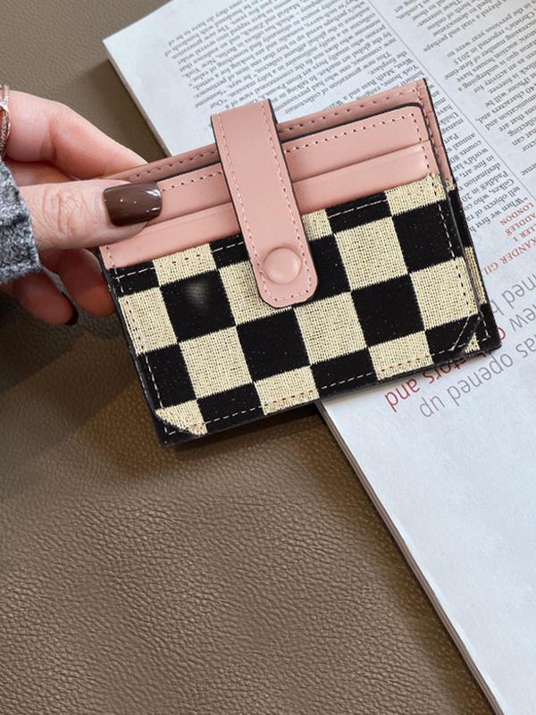 Women's Colorblock Plaid Pattern Short Wallet, Casual Pu Leather Zipper Card Holder, Trendy All-match Wallet for Daily Use, Fall Outfits, Fall Freshness, 80s Fashion