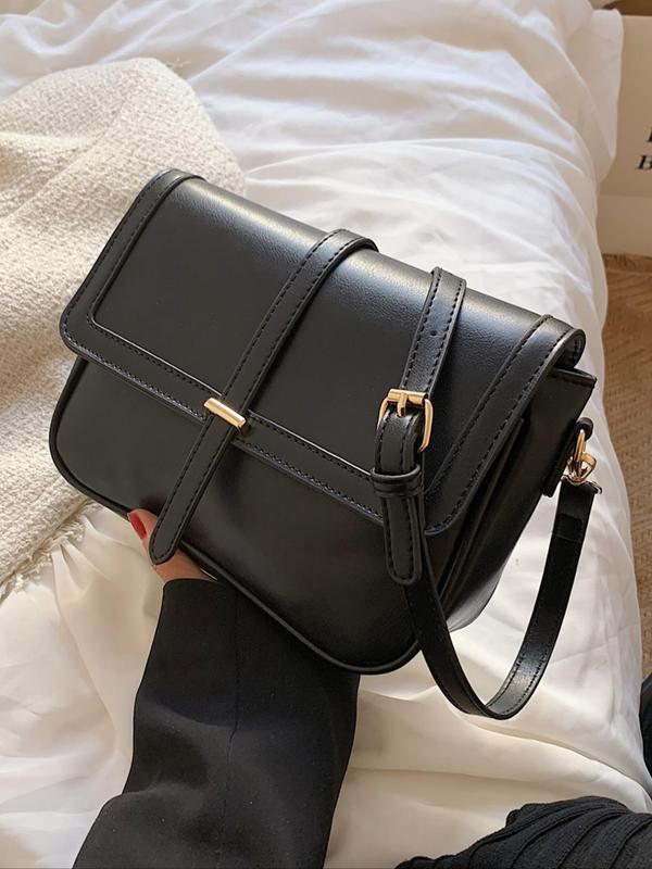 Women's Elegant Solid Color Crossbody Bag, PU Shoulder Bag for Daily Used, Casual Trendy Versatile High-quality Daily Commuting Bag, Girl Fashion Shopping Bag