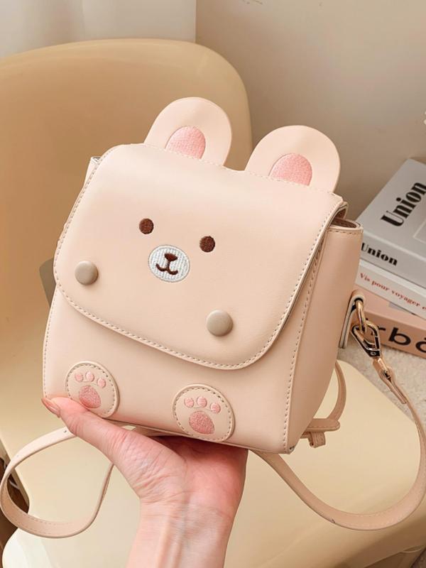 Women's Cute Cartoon Bear Design Crossbody Bag, Fashionable PU Leather Shoulder Bag for Daily Used, Casual Trendy Versatile High-quality Daily Commuting Bag