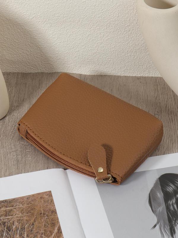 Women's Solid Color Zipper Wallet, Fashionable Coin Purse for Daily Used, Casual Trendy Versatile High-quality Daily Wallet for Women