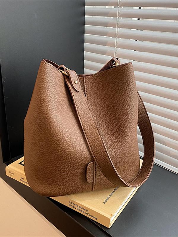 Women's Solid Color Bucket Bag, Fashionable Large Capacity Crossbody Bag for Daily Used, Casual Trendy Versatile High-quality Daily Commuting Bag