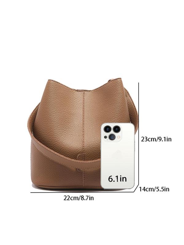 Women's Solid Color Bucket Bag, Fashionable Large Capacity Crossbody Bag for Daily Used, Casual Trendy Versatile High-quality Daily Commuting Bag