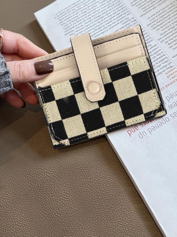 Women's Colorblock Plaid Pattern Short Wallet, Casual Pu Leather Zipper Card Holder, Trendy All-match Wallet for Daily Use, Fall Outfits, Fall Freshness, 80s Fashion