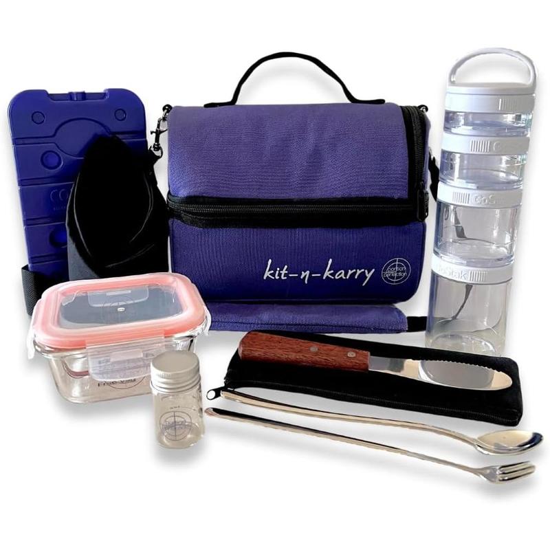 Kit-N-Karry BARIATRIC Surgery Must Haves - Insulated Weight Loss  Control Lunch Bag with Containers Included - Meal Prep Container, Cutlery, Snack Pots, Napkin and More