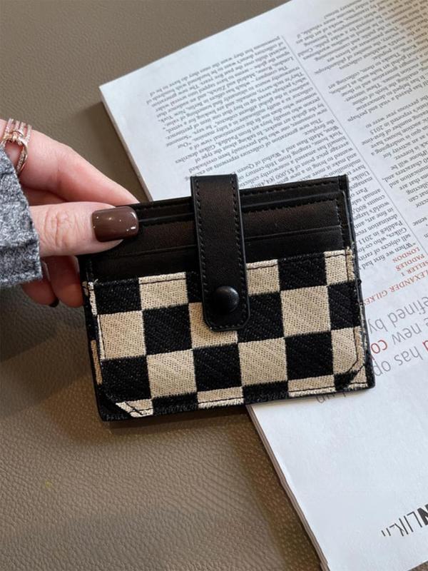 Women's Colorblock Plaid Pattern Short Wallet, Casual Pu Leather Zipper Card Holder, Trendy All-match Wallet for Daily Use, Fall Outfits, Fall Freshness, 80s Fashion