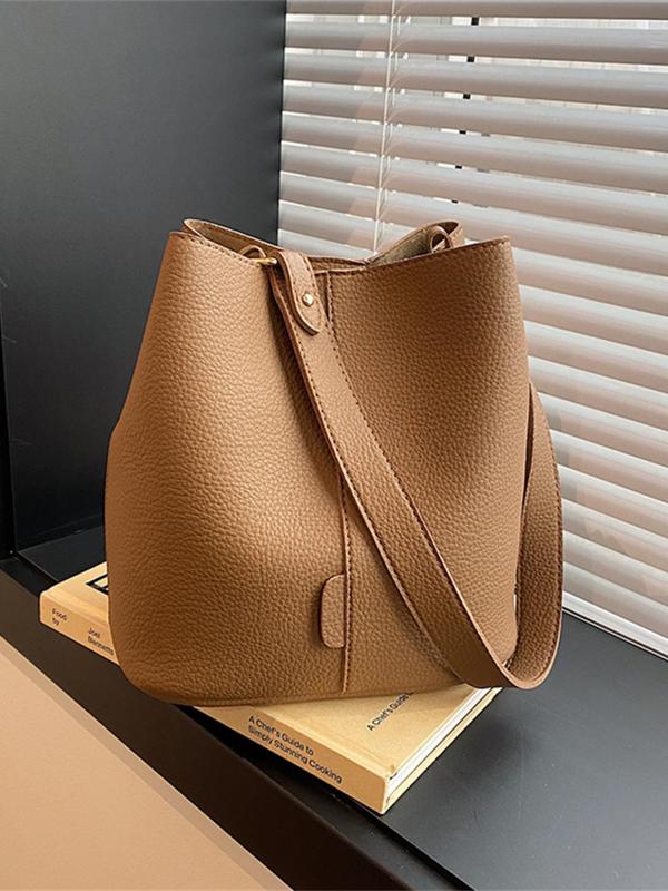 Women's Solid Color Bucket Bag, Fashionable Large Capacity Crossbody Bag for Daily Used, Casual Trendy Versatile High-quality Daily Commuting Bag