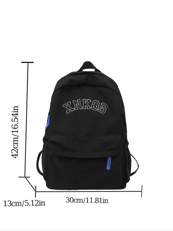 Men's Letter Print Zipper Backpack, Large Capacity Backpack, Casual Trendy Versatile High-quality Daily Commuting Bag, Students School Bag