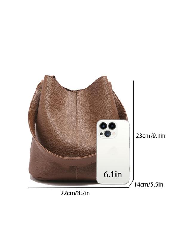 Women's Solid Color Bucket Bag, Fashionable Large Capacity Crossbody Bag for Daily Used, Casual Trendy Versatile High-quality Daily Commuting Bag