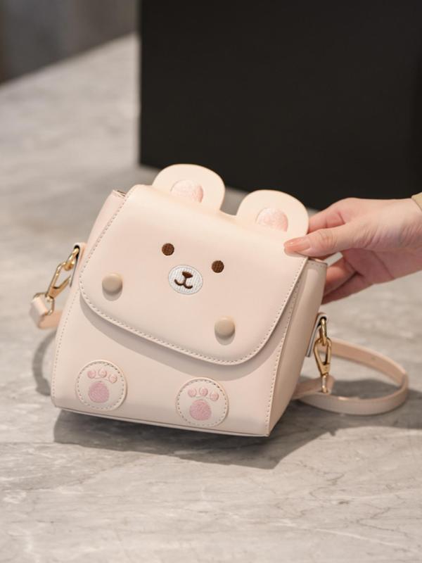 Women's Cute Cartoon Bear Design Crossbody Bag, Fashionable PU Leather Shoulder Bag for Daily Used, Casual Trendy Versatile High-quality Daily Commuting Bag