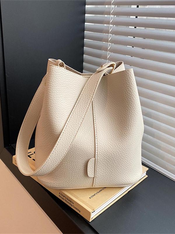 Women's Solid Color Bucket Bag, Fashionable Large Capacity Crossbody Bag for Daily Used, Casual Trendy Versatile High-quality Daily Commuting Bag