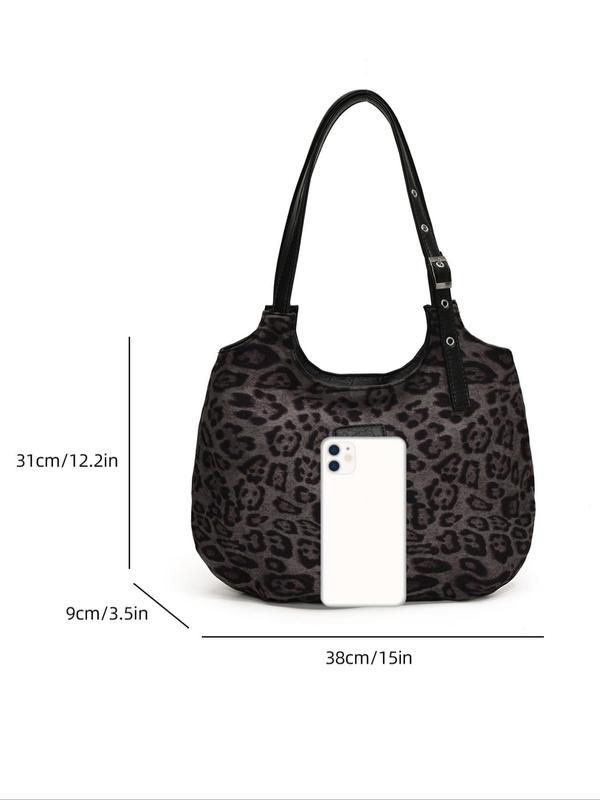 Women's Fashion Leopard Print Tote Bag, Casual Large Capacity Shoulder Bag for Daily Used, Trendy All-match Bag for Commuters and Students