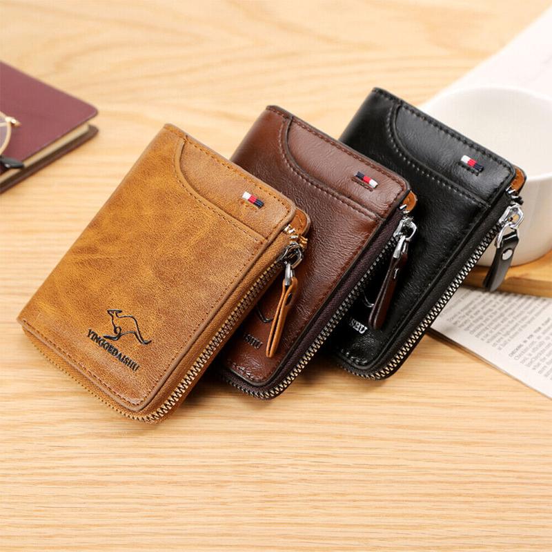 Mens RFID Blocking Leather Wallet Credit Card ID Holder Zipper Purse Waterproof