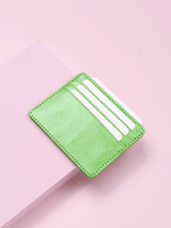 Minimalist Textured Slip-on Card Holder, Ultra-thin 4 Card Slot Design PU Leather Card Holder, Fashion Business Card Holder for Women