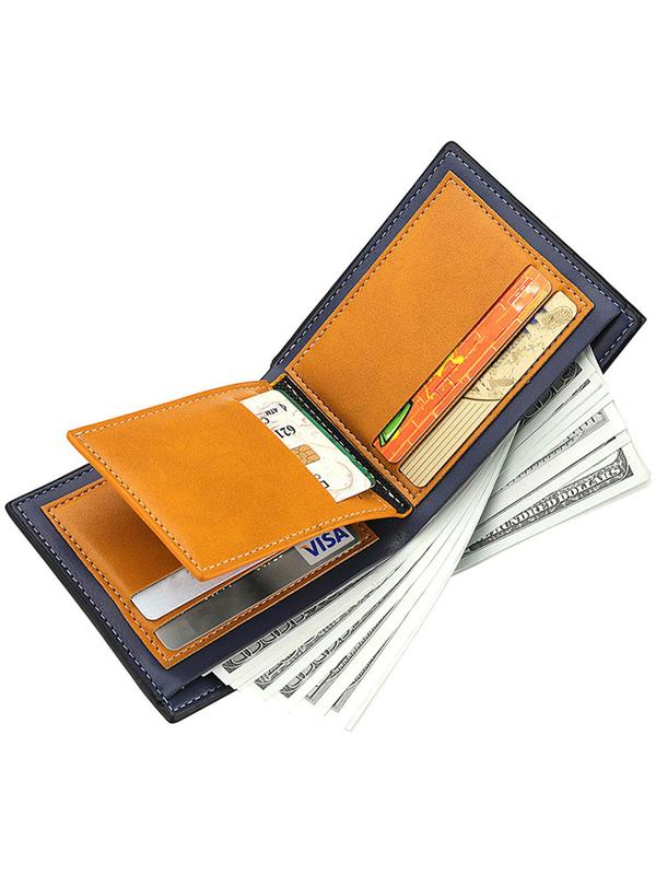 Men's Minimalist Deer Design Short Wallet, Classic Business Style High Quality Pu Leather Card Slot Bifold Wallet for Daily Used