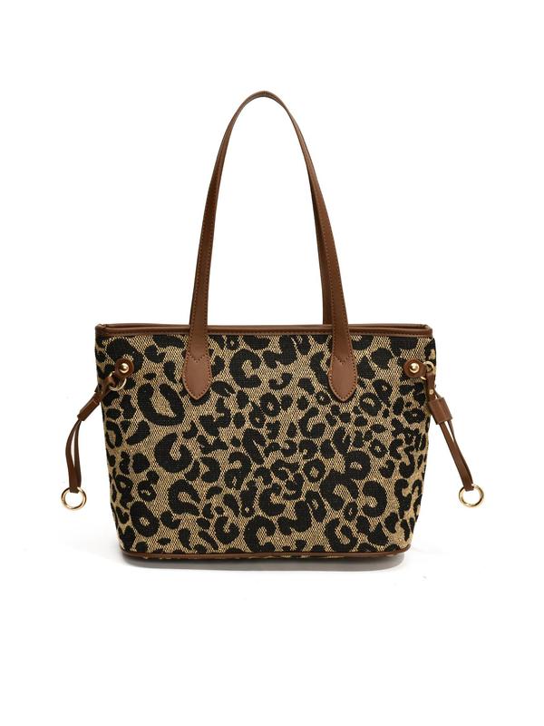 Women's Elegant Leopard Print Tote Bag, Fashionable Large Capacity Shoulder Bag for Work & Daily Used, Casual Trendy Versatile High-quality Daily Commuting Bag