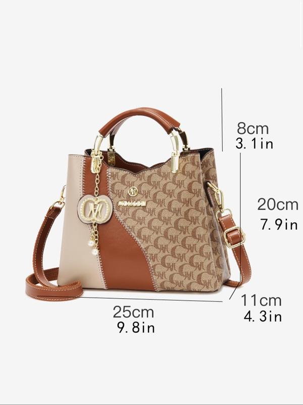 Women's Fashionable All Over Letters Print Handbag & Wallet, Casual Versatile Shoulder Bag & Wallet, Trendy High-quality Daily Commuting Bag Set Unique Everyday Designer Bags