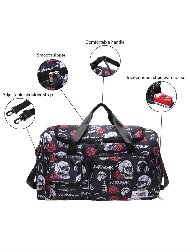 Pumpkin Ghost Pattern Travel Bag, Large Capacity Duffel Bag, Waterproof Overnight Travel Bag, Portable Weekender Bag for Business Travel Sports Fitness As Halloween Gift