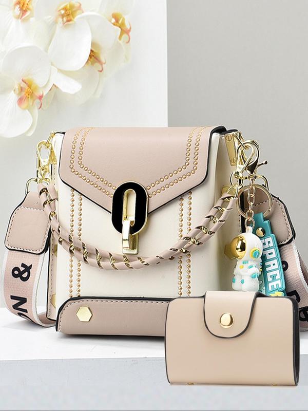 Women's Fashionable Letter Pattern Crossbody Bag & Coin Purse, Casual Versatile PU Zipper Shoulder Bag, Trendy All-match Commuter Bag for Daily Used