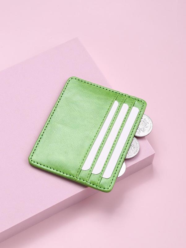 Minimalist Textured Slip-on Card Holder, Ultra-thin 4 Card Slot Design PU Leather Card Holder, Fashion Business Card Holder for Women