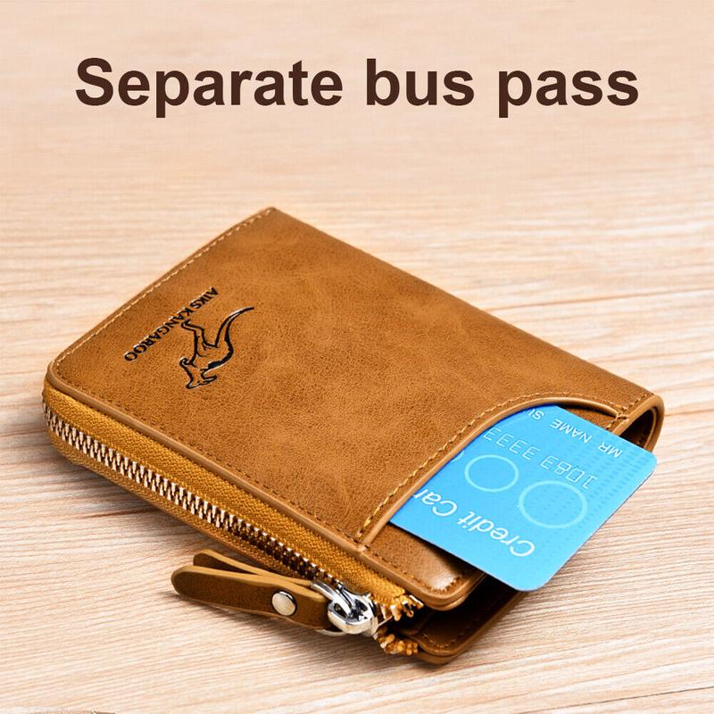 Mens RFID Blocking Leather Wallet Credit Card ID Holder Zipper Purse Waterproof