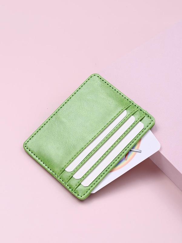 Minimalist Textured Slip-on Card Holder, Ultra-thin 4 Card Slot Design PU Leather Card Holder, Fashion Business Card Holder for Women