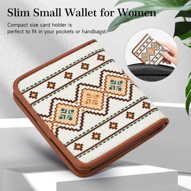 Women's Southwestern Pattern Canvas Wallet, Trendy Elegant Bifold Wallet, Chic All-match Card Holder for Daily Life for Women & Girls