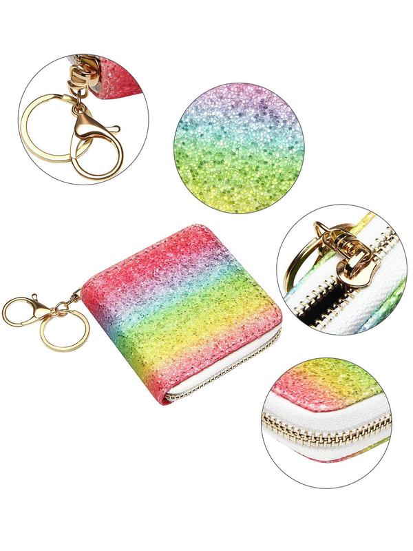 Cute Glitter Sequin Short Wallet, Fashionable Zipper Wallet for Women & Girls, Casual Trendy Versatile High-quality Daily Wallet