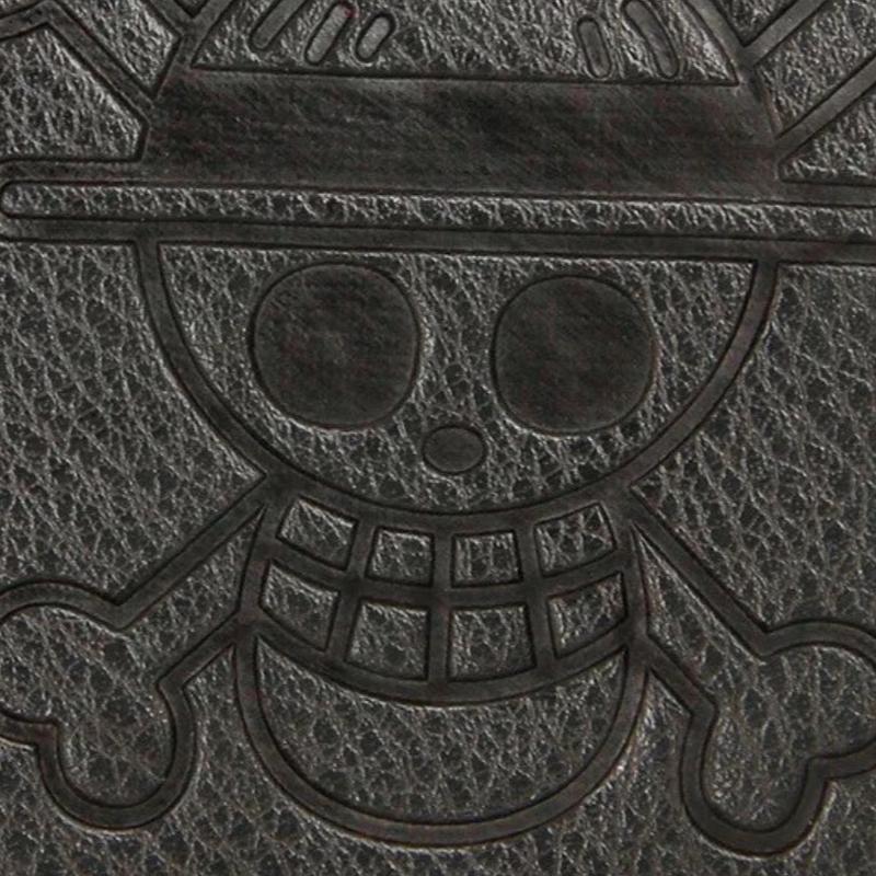 Straw Hat Pirates Wallet - Monkey D Luffy Jolly Roger Symbol Logo PU Leather black or Brown Button Wallet Japanese Anime Manga Cartoon Short Bifold Cash Credit Card Flip Photo Section Folding Wallet Zipper Coin Pocket Specifications