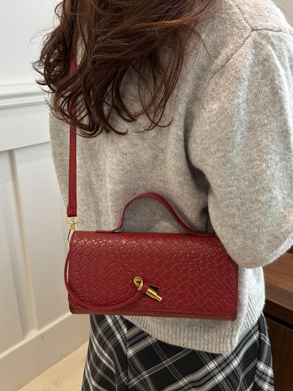 Women's Elegant Solid Color Handbag, Fashionable PU Leather Crossbody Bag for Daily Used, Casual Trendy Versatile High-quality Daily Commuting Bag