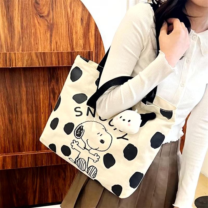 Canvas Shoulder Bag - Cute Printed Handbag with Spacious Capacity