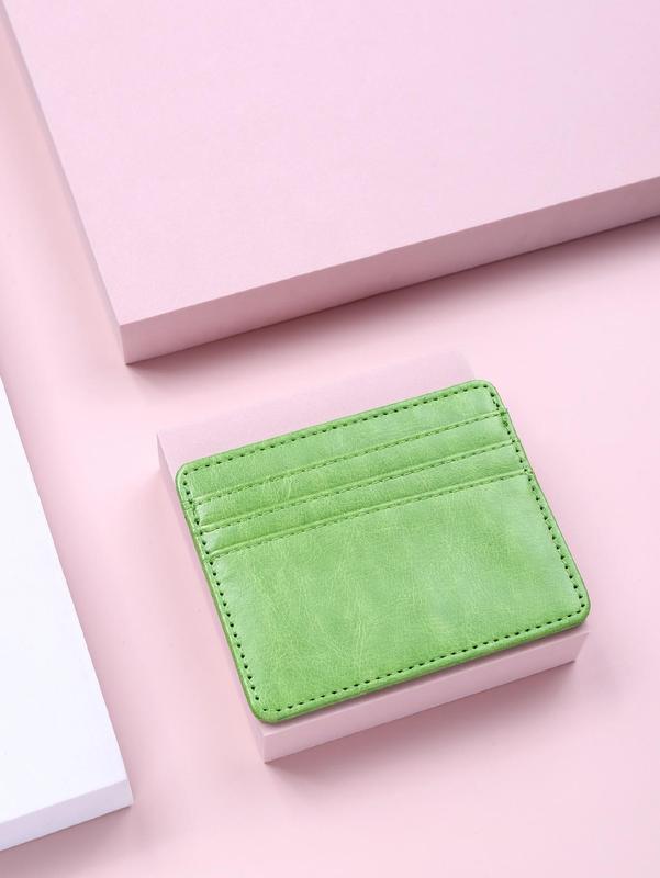 Minimalist Textured Slip-on Card Holder, Ultra-thin 4 Card Slot Design PU Leather Card Holder, Fashion Business Card Holder for Women