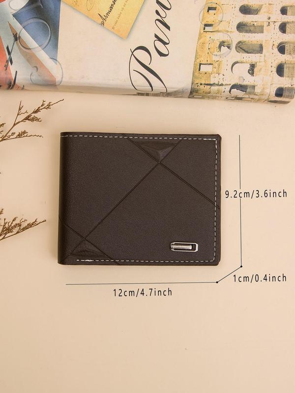 Men's Business Plain PU Leather Zipper Short Wallet, Simple Style Textured Card Holder, Fashionable Bifold Wallet for Men for Daily Use