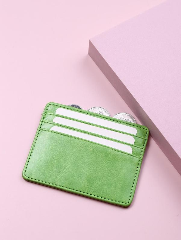 Minimalist Textured Slip-on Card Holder, Ultra-thin 4 Card Slot Design PU Leather Card Holder, Fashion Business Card Holder for Women