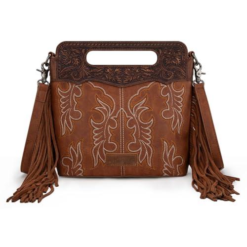 Wrangler Top Handle Crossbody Bag for Women Embroidered Boot Scroll Tote Bag Western Handbag WG145G-9250JN