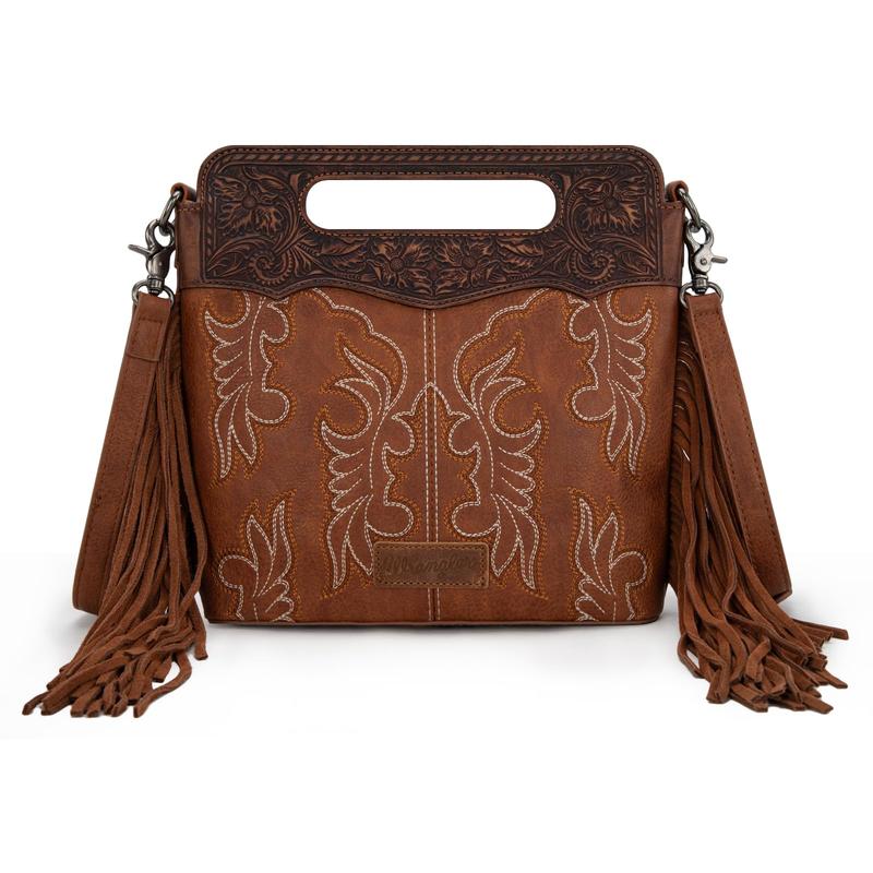 Wrangler Top Handle Crossbody Bag for Women Embroidered Boot Scroll Tote Bag Western Handbag WG145G-9250JN