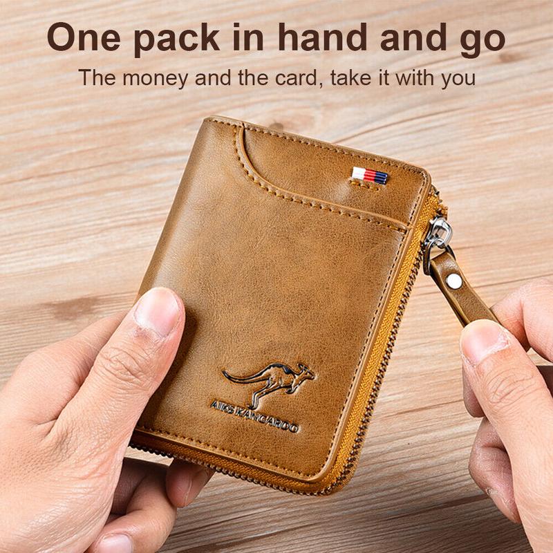 Mens RFID Blocking Leather Wallet Credit Card ID Holder Zipper Purse Waterproof