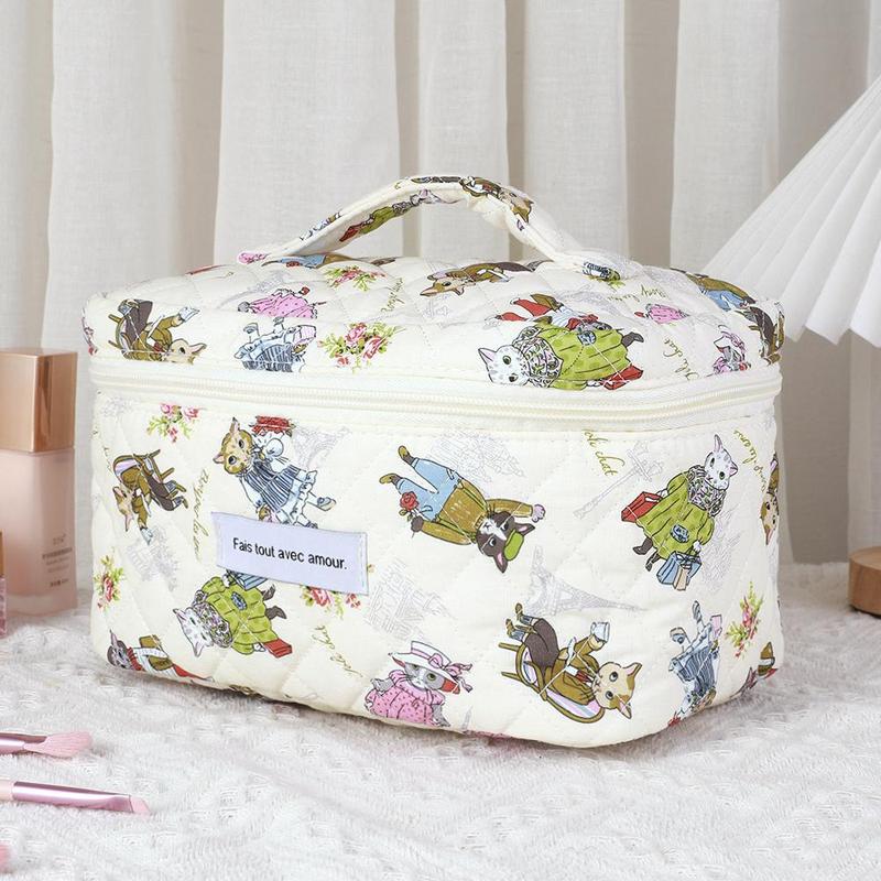 Cute Animal Pattern Cosmetic Storage Bag, 3 Counts set Large Capacity Travel Makeup Bag, Zipper Makeup Organizer Pouch, Versatile Storage Bag for Skincare