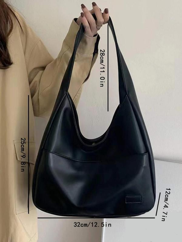 Women's Solid Color Shoulder Bag, Fashionable Large Capacity Tote Bag for Work & Daily Used, Casual Trendy Versatile High-quality Daily Commuting Bag