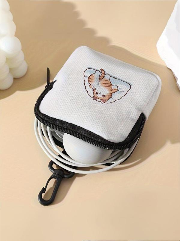 Cute Cat Pattern Coin Purse, 2024 New Style Multi-functional Storage Bag, Durable Polyester Key Card Holder Storage Bag, Ideal Gift for Women & Girls