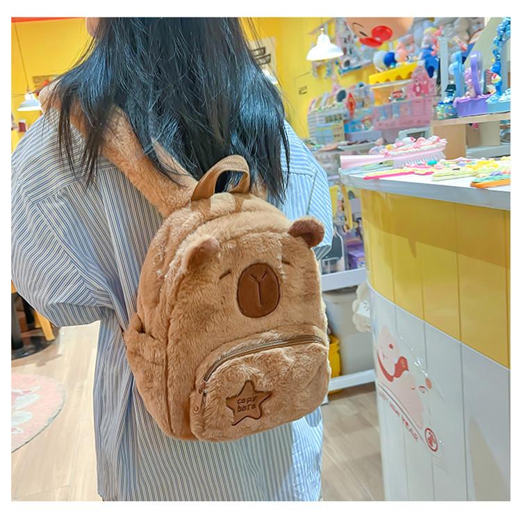 Small Capybara Backpack Multifunction Plush Bookbag Capybara Durable Casual Bag